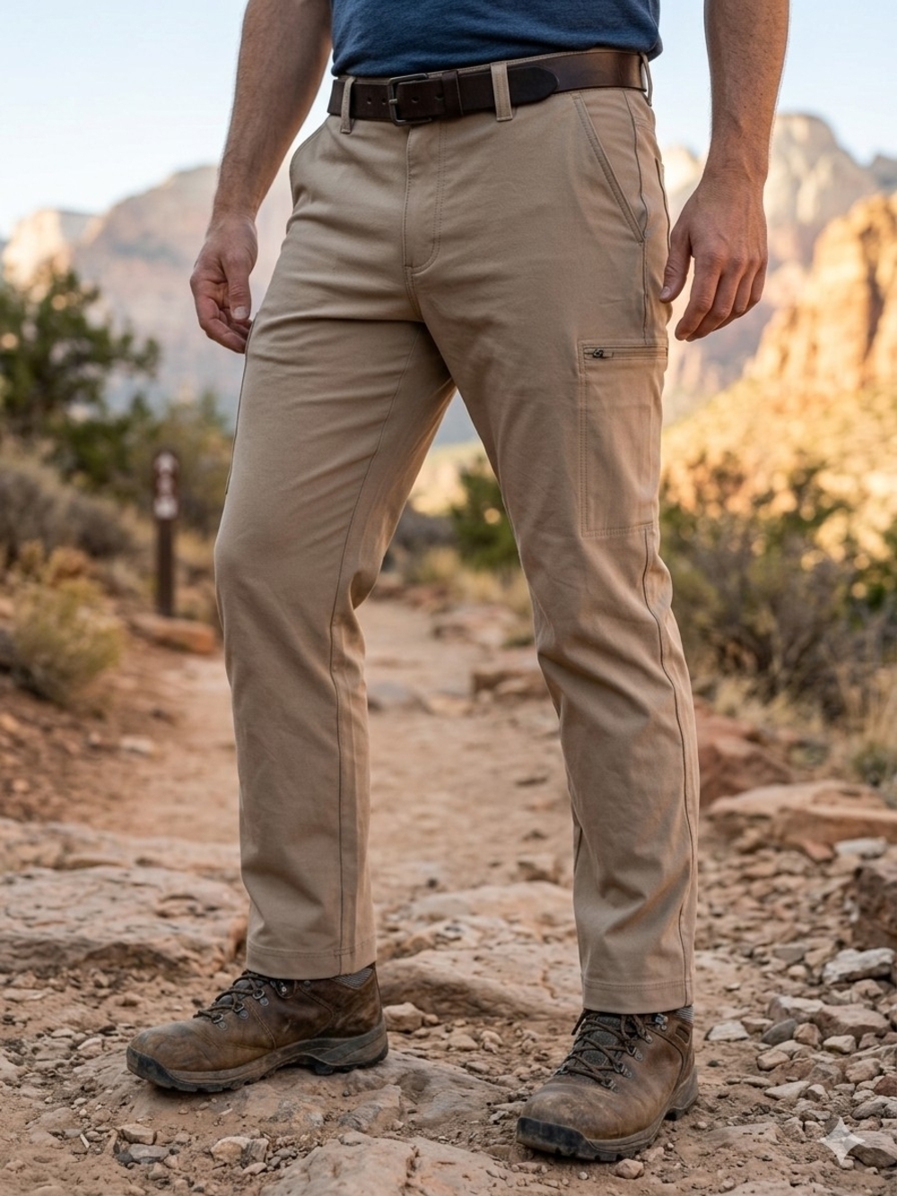 Copper & Oak Mens Tech Utility Pants 38x30 Tan Straight Fit Stretch Cargo